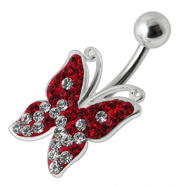 Butterfly Stones Silver Belly Ring - Monster Piercing