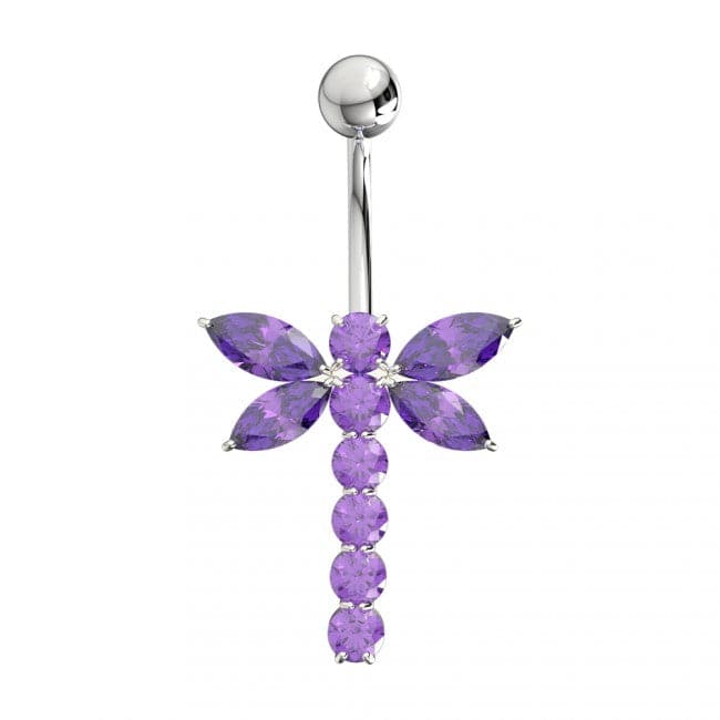 Jeweled Firefly Silver Belly Ring - Monster Piercing