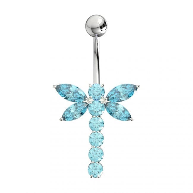 Jeweled Firefly Silver Belly Ring - Monster Piercing