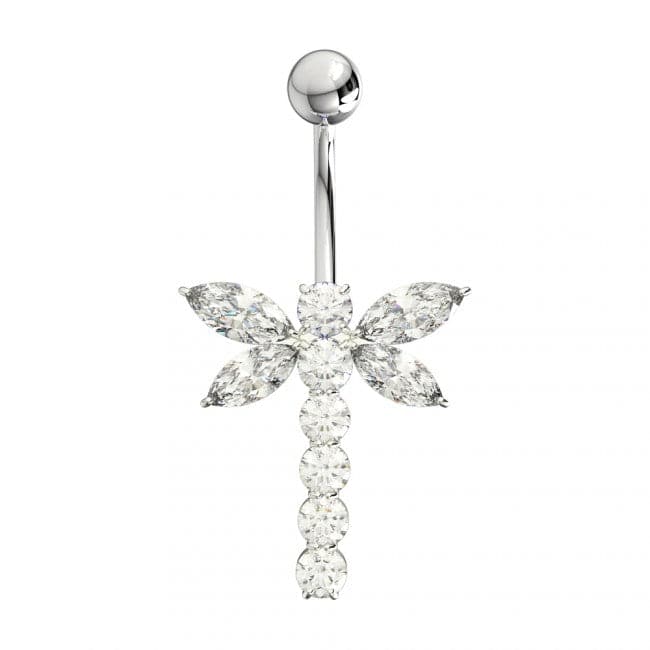 Jeweled Firefly Silver Belly Ring - Monster Piercing