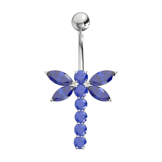 Jeweled Firefly Silver Belly Ring - Monster Piercing