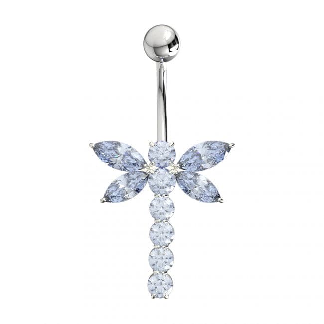 Jeweled Firefly Silver Belly Ring - Monster Piercing