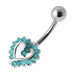 Cute Jewelled Heart Silver Belly Ring - Monster Piercing