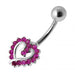 Cute Jewelled Heart Silver Belly Ring - Monster Piercing