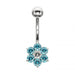 Cute Jeweled Flower Silver Belly Ring - Monster Piercing