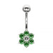 Cute Jeweled Flower Silver Belly Ring - Monster Piercing