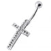 Jewelled Cross Silver Belly Ring - Monster Piercing