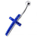 Jewelled Cross Silver Belly Ring - Monster Piercing