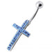 Jewelled Cross Silver Belly Ring - Monster Piercing