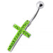 Jewelled Cross Silver Belly Ring - Monster Piercing