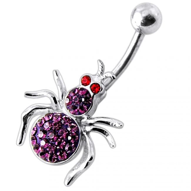 Jewelled Spider Silver Belly Ring - Monster Piercing