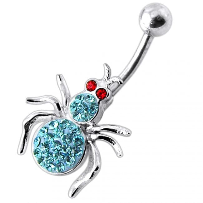 Jewelled Spider Silver Belly Ring - Monster Piercing