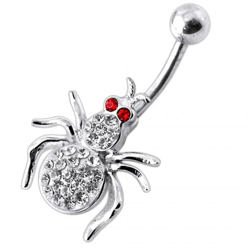 Jewelled Spider Silver Belly Ring - Monster Piercing