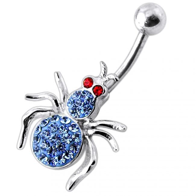 Jewelled Spider Silver Belly Ring - Monster Piercing