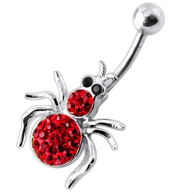 Jewelled Spider Silver Belly Ring - Monster Piercing