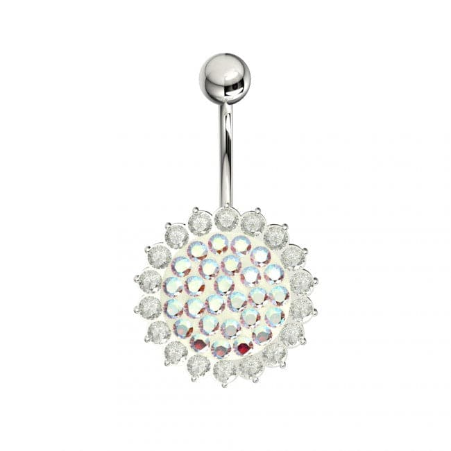 Fancy Jeweled Silver Belly Bar - Monster Piercing