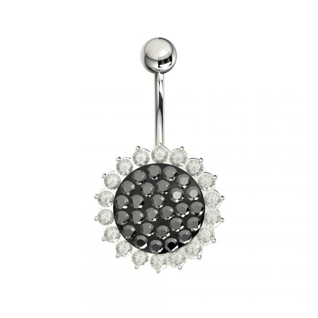 Fancy Jeweled Silver Belly Bar - Monster Piercing