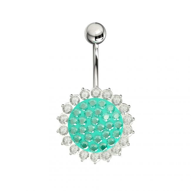 Fancy Jeweled Silver Belly Bar - Monster Piercing