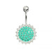 Fancy Jeweled Silver Belly Bar - Monster Piercing