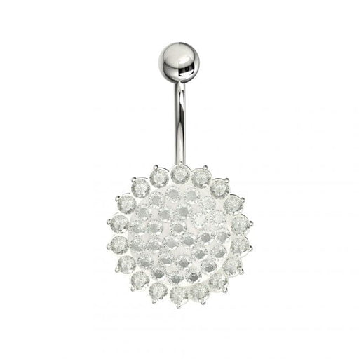 Fancy Jeweled Silver Belly Bar - Monster Piercing