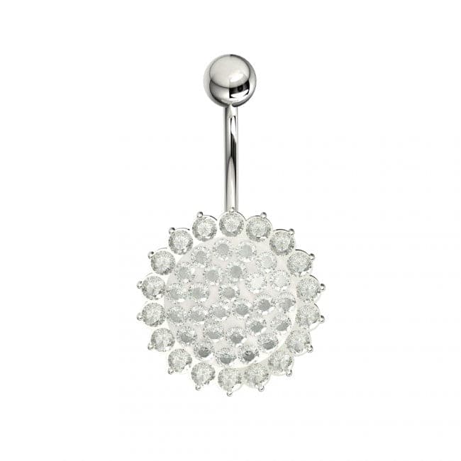 Fancy Jeweled Silver Belly Bar - Monster Piercing