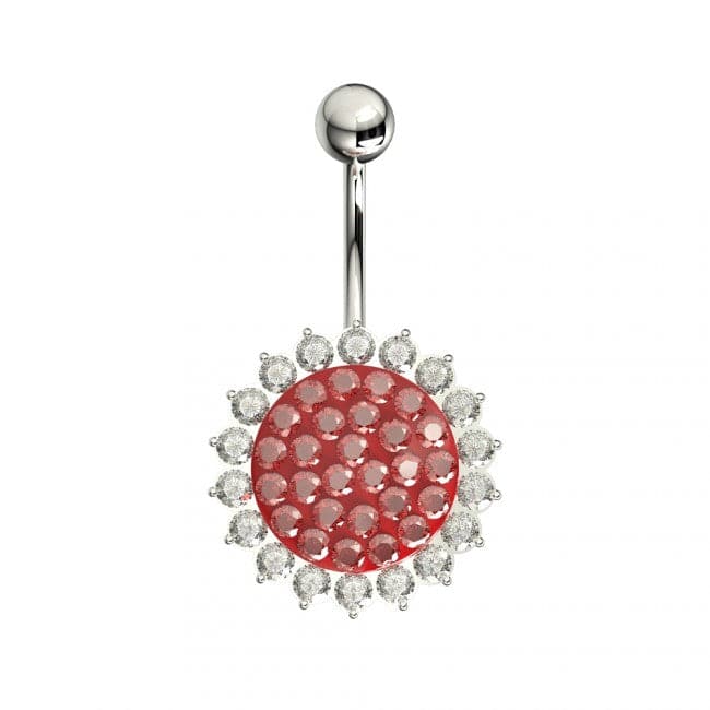 Fancy Jeweled Silver Belly Bar - Monster Piercing