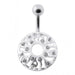 Fancy Jeweled Circle Silver Belly Bar - Monster Piercing