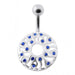 Fancy Jeweled Circle Silver Belly Bar - Monster Piercing