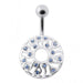 Fancy Jeweled Circle Silver Belly Bar - Monster Piercing