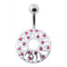 Fancy Jeweled Circle Silver Belly Bar - Monster Piercing