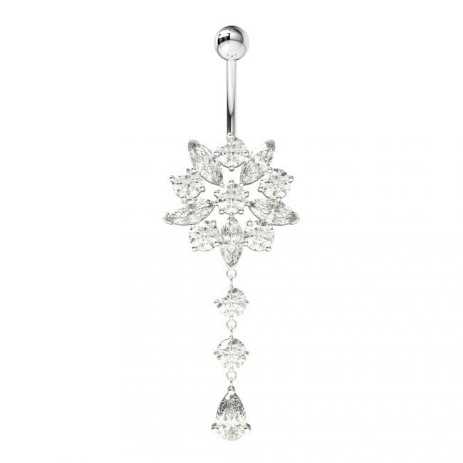 Star Cut Flower Dangling Belly Ring - Monster Piercing