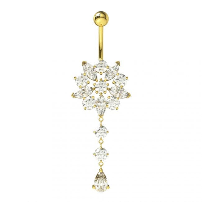 Star Cut Flower Dangling Belly Ring - Monster Piercing