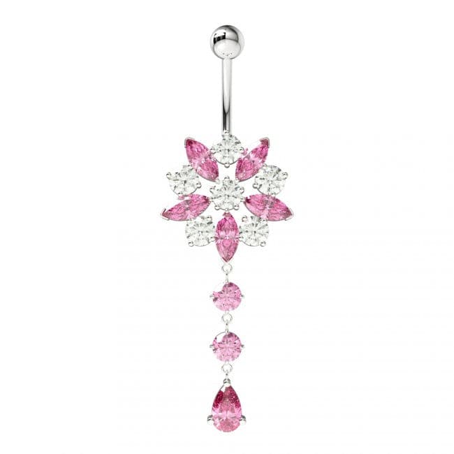 Star Cut Flower Dangling Belly Ring - Monster Piercing