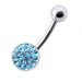 Multistone Jeweled Circle Silver Belly Bar - Monster Piercing