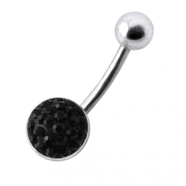 Multistone Jeweled Circle Silver Belly Bar - Monster Piercing