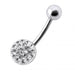 Multistone Jeweled Circle Silver Belly Bar - Monster Piercing