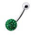 Multistone Jeweled Circle Silver Belly Bar - Monster Piercing