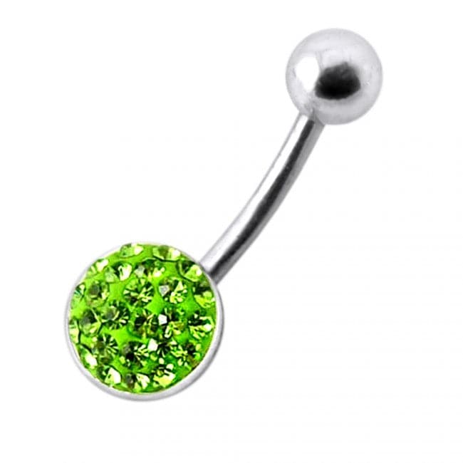 Multistone Jeweled Circle Silver Belly Bar - Monster Piercing