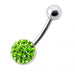 Multistone Jeweled Circle Silver Belly Bar - Monster Piercing