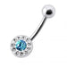 Centre Gemstone Silver Belly Bar - Monster Piercing