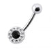 Centre Gemstone Silver Belly Bar - Monster Piercing