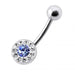 Centre Gemstone Silver Belly Bar - Monster Piercing