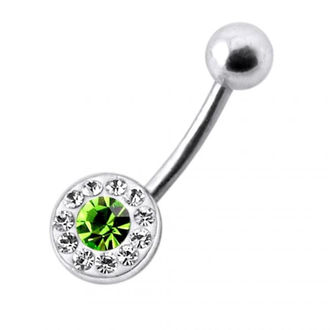 Centre Gemstone Silver Belly Bar - Monster Piercing