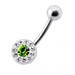 Centre Gemstone Silver Belly Bar - Monster Piercing