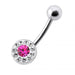 Centre Gemstone Silver Belly Bar - Monster Piercing