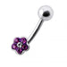 Gemstone Flower Silver Belly Bar - Monster Piercing