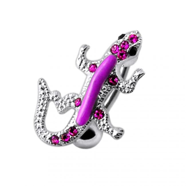 Rexine Lizard Silver Navel Bar - Monster Piercing