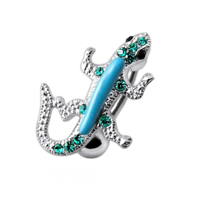 Rexine Lizard Silver Navel Bar - Monster Piercing