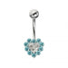 Multi Jeweled Heart Silver Belly Ring - Monster Piercing