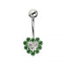 Multi Jeweled Heart Silver Belly Ring - Monster Piercing